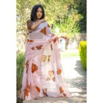 Hand Painted Betel Garden Saturn Organza Saree