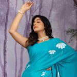 Daisey On Aqua Blue Crepe Saree