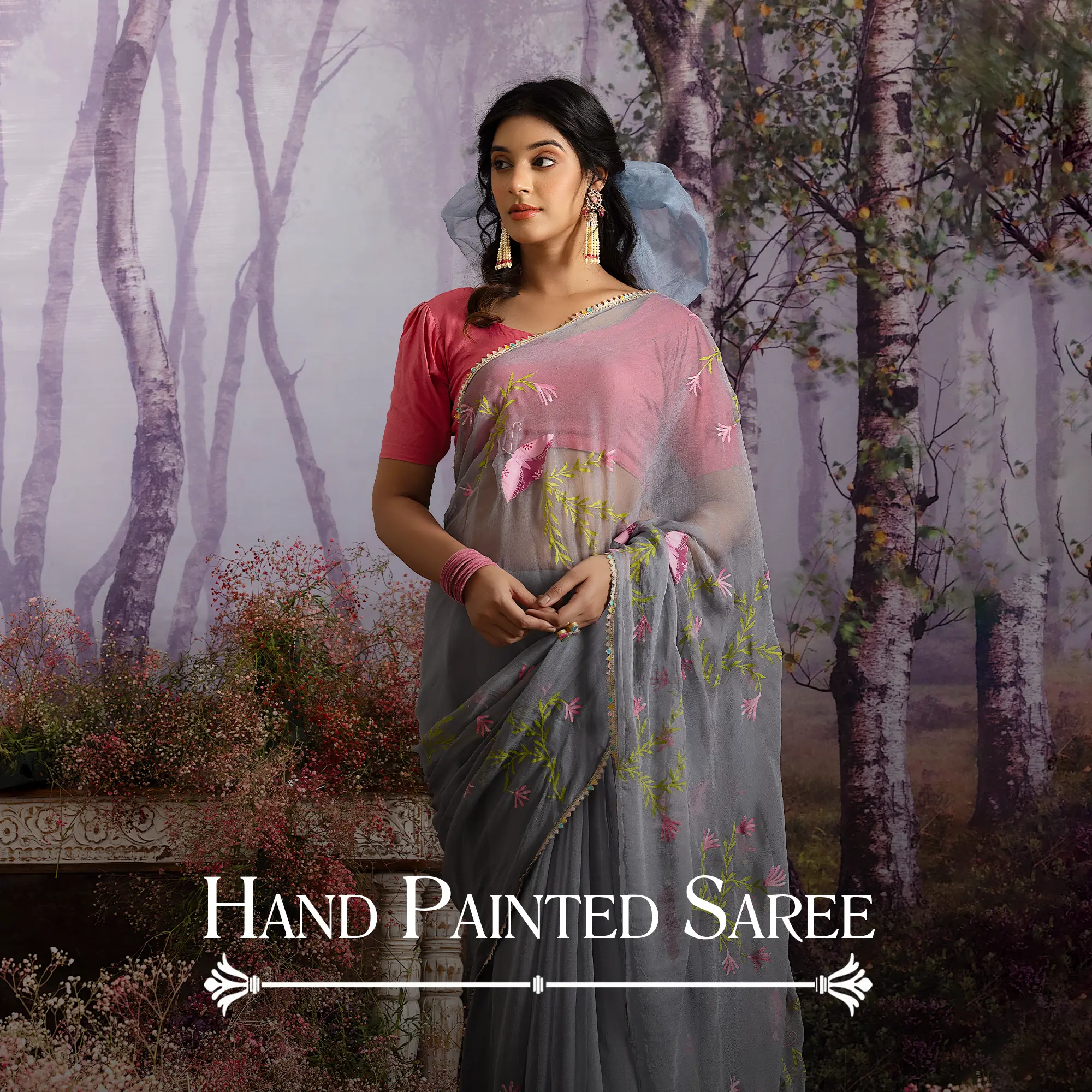 Hand Painted saree Home page banner